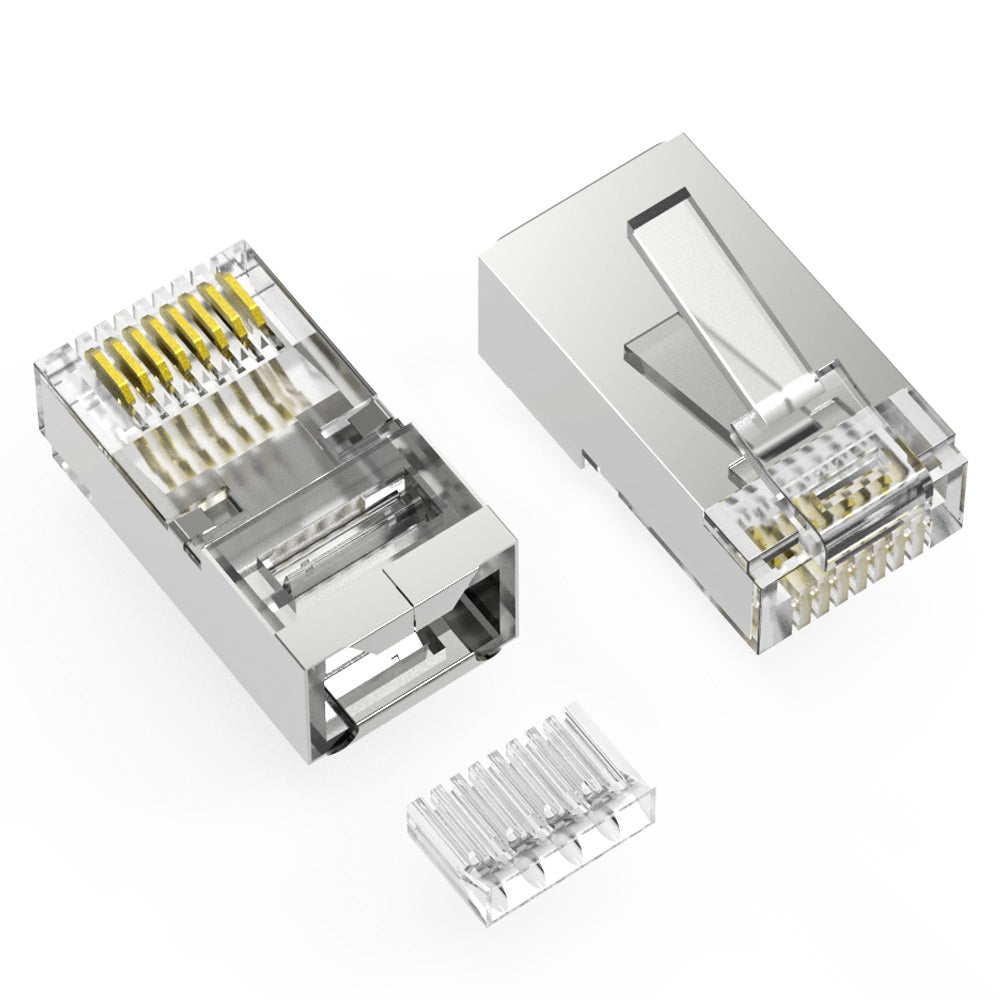 RJ45 CAT6 Shielded Plug Stranded 50 Micron w/Inserter 100pk RJ45 CAT6 Shielded Plug Stranded 50 Micron w/Inserter 100pk